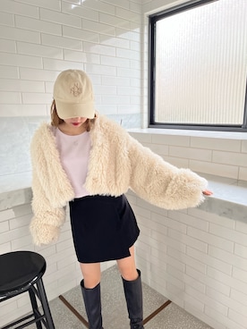 「one after another NICE CLAUP（ワンアフターアナザーナイスクラップ）のアイテム（その他アウター）」を使った、C h i iさん（レディース・155cm）の秋コーディネート