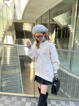 「one after another NICE CLAUP（ワンアフターアナザーナイスクラップ）のアイテム（スウェット）」を使った、C h i iさん（レディース・155cm）の秋コーディネート