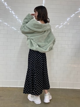 「one after another NICE CLAUP（ワンアフターアナザーナイスクラップ）のアイテム（その他アウター）」を使った、C h i iさん（レディース・155cm）の秋コーディネート