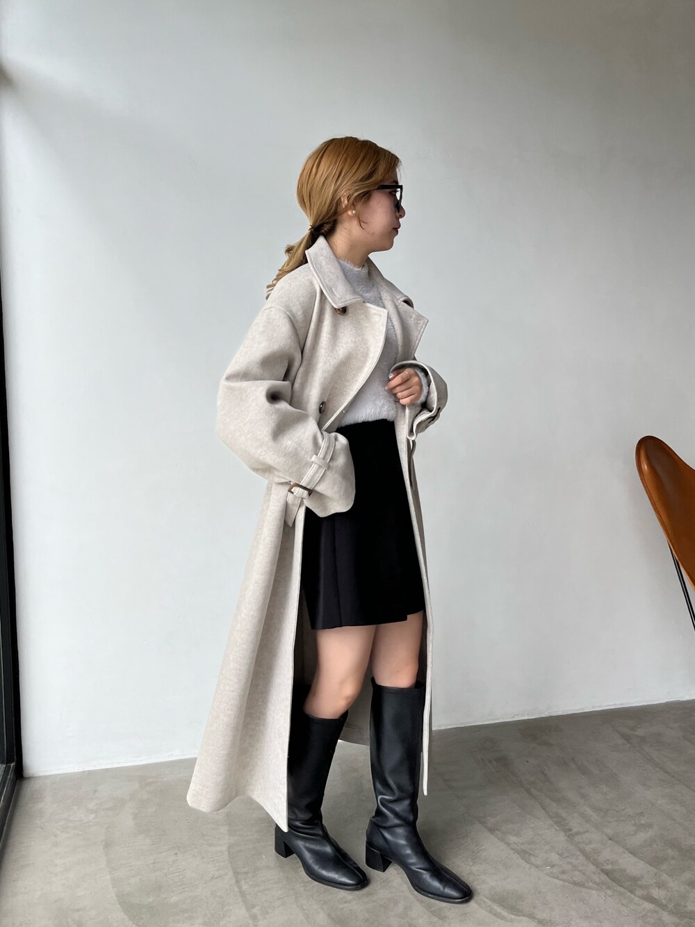 「プチプラ、アウター、ステンカラーコート、ケープコート、ケープ、ootd、おしゃれさんと繋がりたい、大人コーデ、秋カラー、秋コーデ」｜「one after another NICE CLAUPの【WEB限定色あり】M,Lサイズ/ ステンカラーロングコート（ステンカラーコート、ベージュ系）」を使った、C h i iさん（レディース・155cm）の秋コーディネートの1枚目の写真