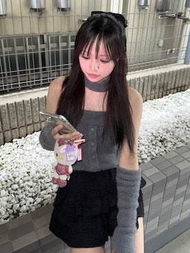 「SPIRALGIRL（スパイラルガール）のアームウォーマーシャギーニット（ニット/セーター）」を使った、koaさん（レディース・157cm・10代）の夏コーディネート