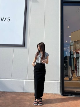 「タイトスカート」｜「アイテム（ベスト、グレー系）」を使った、ルノさん（レディース・165cm）の夏コーディネート
