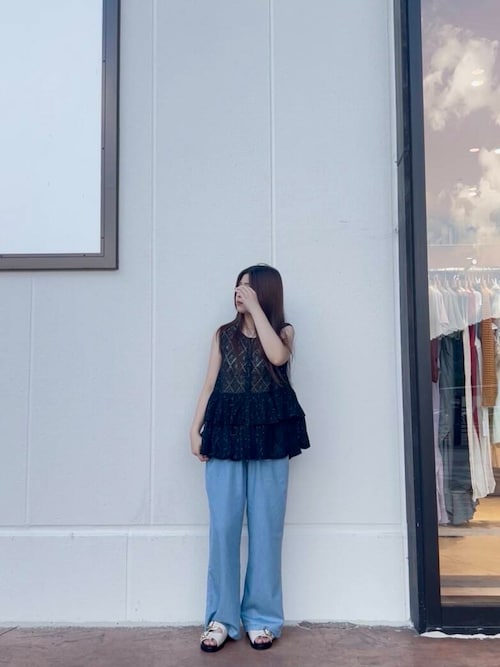 レーヨンデニムワイドパンツ