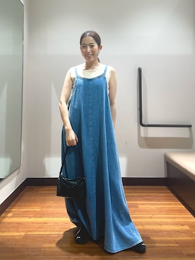 「ITEMS URBANRESEARCH（アイテムズ アーバンリサーチ）の『洗濯可』ワイドノースリーブニット（ニット/セーター、ホワイト系）」を使った、shokoさん（レディース・154cm）の夏コーディネート