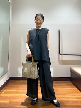 「SMELLY（スメリー）のニュアンスメタルスライドネックレス（ネックレス、ゴールド系）」を使った、shokoさん（レディース・154cm）の春コーディネート