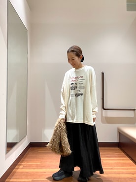 「ITEMS URBANRESEARCH（アイテムズ アーバンリサーチ）のウエストギャザースカート（スカート）」を使った、itsk1215さん（レディース・154cm）の秋コーディネート