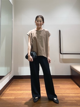 「SMELLY（スメリー）のステンレスカラービーズネックレス（ネックレス、レッド系）」を使った、shokoさん（レディース・154cm）の春コーディネート