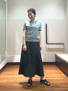 「SMELLY（スメリー）のビーズロングチョーカー（チョーカー、ブラウン系）」を使った、shokoさん（レディース・154cm）の夏コーディネート