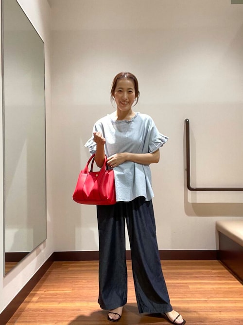 レーヨンデニムワイドパンツ