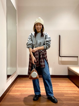 「ITEMS URBANRESEARCH（アイテムズ アーバンリサーチ）の起毛チェックルーズシャツ（シャツ/ブラウス）」を使った、itsk1215さん（レディース・154cm）の秋コーディネート