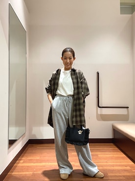 「ITEMS URBANRESEARCH（アイテムズ アーバンリサーチ）の起毛チェックルーズシャツ（シャツ/ブラウス）」を使った、itsk1215さん（レディース・154cm）の秋コーディネート