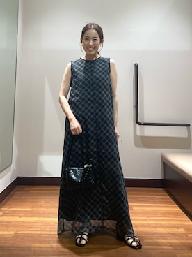 「URBAN RESEARCH Sonny Label（アーバンリサーチサニーレーベル）のナローストラップサンダル（サンダル、ブラック系）」を使った、shokoさん（レディース・154cm）の夏コーディネート