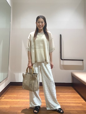 「SMELLY（スメリー）のステンレスカラービーズネックレス（ネックレス、レッド系）」を使った、shokoさん（レディース・154cm）の春コーディネート