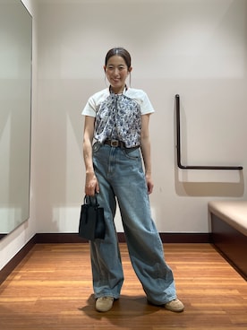 「ITEMS URBANRESEARCH（アイテムズ アーバンリサーチ）のアイテム（Tシャツ/カットソー）」を使った、shokoさん（レディース・154cm）の夏コーディネート