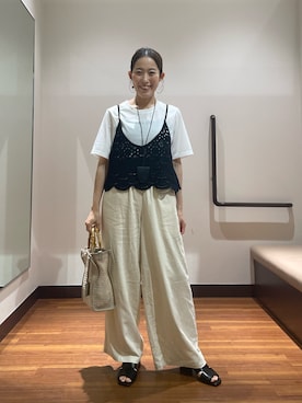 「ITEMS URBANRESEARCH（アイテムズ アーバンリサーチ）のアイテム（Tシャツ/カットソー）」を使った、shokoさん（レディース・154cm）の夏コーディネート