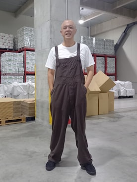 「Nigel Cabourn（ナイジェルケーボン）のアイテム（サロペット/オーバーオール）」を使った、すさのさんさん（メンズ・182cm・50代）の夏コーディネート