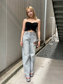 サイドカッティングワイドデニム サイドカッティングワイドデニム【セットアップ着用可能】｜エヴリス