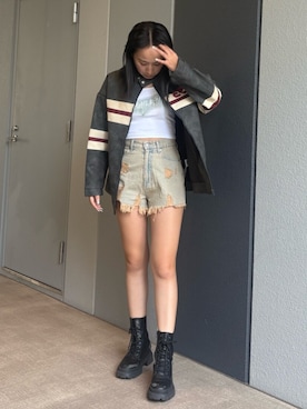 「アイテム（ブルゾン）」を使った、高松千彩さん（レディース・160cm）の夏コーディネート