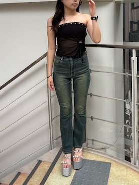 「EVRIS（エヴリス）のアイテム」を使った、高松千彩さん（レディース・160cm）の夏コーディネート