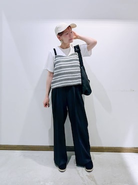 「GLOBAL WORK（グローバルワーク）のアイテム」を使った、のみ子さん（レディース・154cm）の夏コーディネート