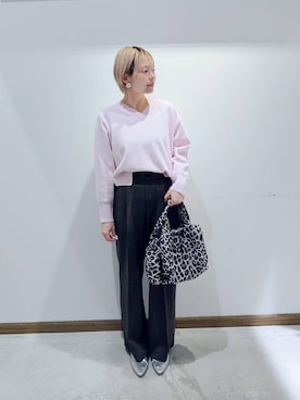 「GLOBAL WORK（グローバルワーク）のらくっションポインテッドバブーシュ/282406（パンプス、シルバー系）」を使った、のみ子さん（レディース・154cm）の春コーディネート