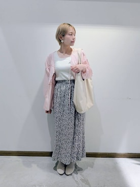 「ロングスカート」｜「アイテム（シャツ/ブラウス）」を使った、のみ子さん（レディース・154cm・30代）の秋コーディネート
