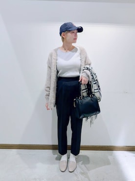 「ウエストゴム」｜「アイテム（帽子）」を使った、のみ子さん（レディース・154cm）の秋コーディネート