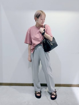 「アイテム（ボストンバッグ）」を使った、のみ子さん（レディース・154cm・30代）の夏コーディネート