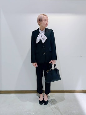 「GLOBAL WORK（グローバルワーク）のアイテム（ノーカラージャケット）」を使った、のみ子さん（レディース・154cm）の冬コーディネート