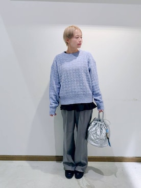 「アイテム（ハンドバッグ、シルバー系）」を使った、のみ子さん（レディース・154cm）の冬コーディネート