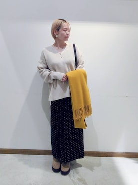 「GLOBAL WORK（グローバルワーク）のアイテム（マフラー）」を使った、のみ子さん（レディース・154cm）の冬コーディネート