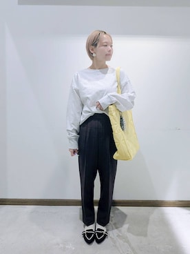 「GLOBAL WORK（グローバルワーク）のあったかウツクシルエットテーパードパンツ/575203（その他パンツ）」を使った、のみ子さん（レディース・154cm）の秋コーディネート