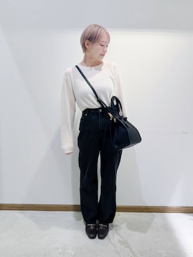 「撥水」｜「アイテム（デニムパンツ）」を使った、のみ子さん（レディース・154cm）の秋コーディネート