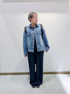 「GLOBAL WORK（グローバルワーク）の撥水軽量6ポケットリュック/105031（バックパック/リュック、ブラウン系）」を使った、のみ子さん（レディース・154cm）の春コーディネート