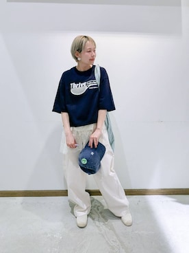 「GLOBAL WORK（グローバルワーク）のアイテム（スウェット）」を使った、のみ子さん（レディース・154cm）の春コーディネート
