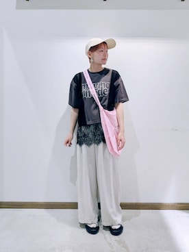 「GLOBAL WORK（グローバルワーク）のアイテム（帽子）」を使った、のみ子さん（レディース・154cm）の夏コーディネート
