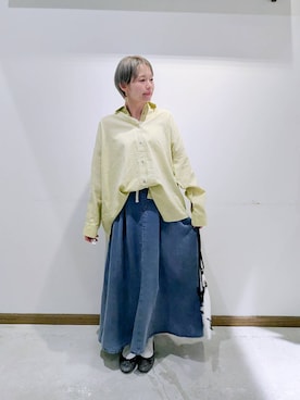 「GLOBAL WORK（グローバルワーク）のらくっション撥水バレエ/135873（バレエシューズ、グレー系）」を使った、のみ子さん（レディース・154cm）の春コーディネート