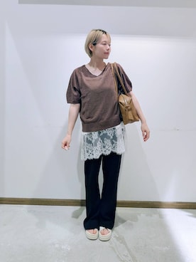 「GLOBAL WORK（グローバルワーク）のアイテム（パンツ）」を使った、のみ子さん（レディース・154cm）の夏コーディネート