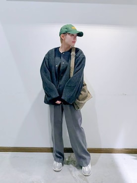 「アイテム（ノーカラーコート）」を使った、のみ子さん（レディース・154cm）の冬コーディネート