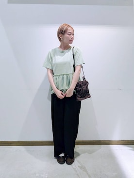 「GLOBAL WORK（グローバルワーク）のアイテム（パンツ）」を使った、のみ子さん（レディース・154cm）の夏コーディネート