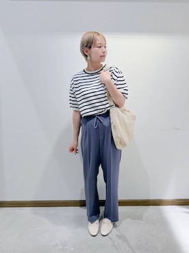 「アイテム（スラックス）」を使った、のみ子さん（レディース・154cm・30代）の夏コーディネート