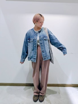 「アイテム（デニムジャケット）」を使った、のみ子さん（レディース・154cm・30代）の秋コーディネート