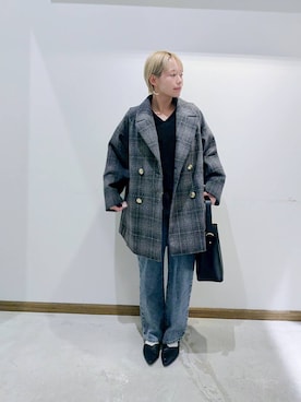 「アイテム（チェスターコート）」を使った、のみ子さん（レディース・154cm・30代）の冬コーディネート