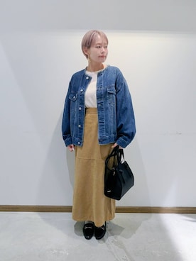 「アイテム（デニムジャケット）」を使った、のみ子さん（レディース・154cm・30代）の秋コーディネート