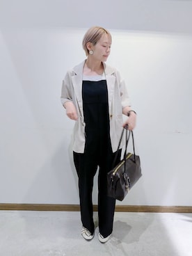 「GLOBAL WORK（グローバルワーク）のアイテム（オールインワン・サロペット）」を使った、のみ子さん（レディース・154cm）の夏コーディネート