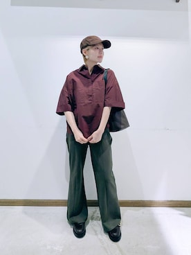 「UNIVERSAL OVERALL（ユニバーサルオーバーオール）のアイテム（帽子）」を使った、のみ子さん（レディース・154cm）の秋コーディネート