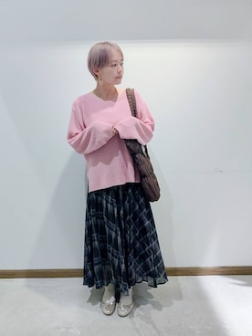 「GLOBAL WORK（グローバルワーク）の推しごとギャザートート/495802（トートバッグ）」を使った、のみ子さん（レディース・154cm）の秋コーディネート
