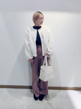 「GLOBAL WORK（グローバルワーク）のふわふわHugmeドルマンプルオーバー/595406（ニット/セーター）」を使った、のみ子さん（レディース・154cm）の冬コーディネート