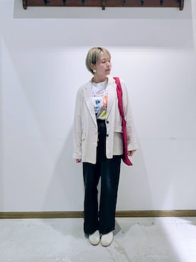 「GLOBAL WORK（グローバルワーク）のアイテム（ジャケット/アウター）」を使った、のみ子さん（レディース・154cm）の春コーディネート