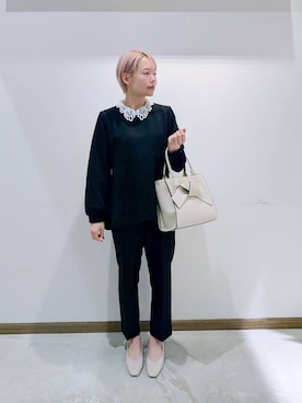 「GLOBAL WORK（グローバルワーク）のアイテム（セットアップ）」を使った、のみ子さん（レディース・154cm）の冬コーディネート